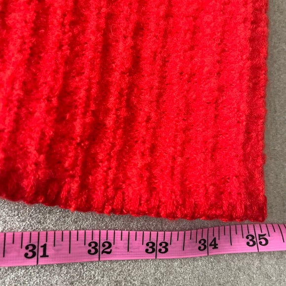 By Anthropologie Vibrant Red Knit Scarf Shawl Recycled Polyester - Picture 7 of 8